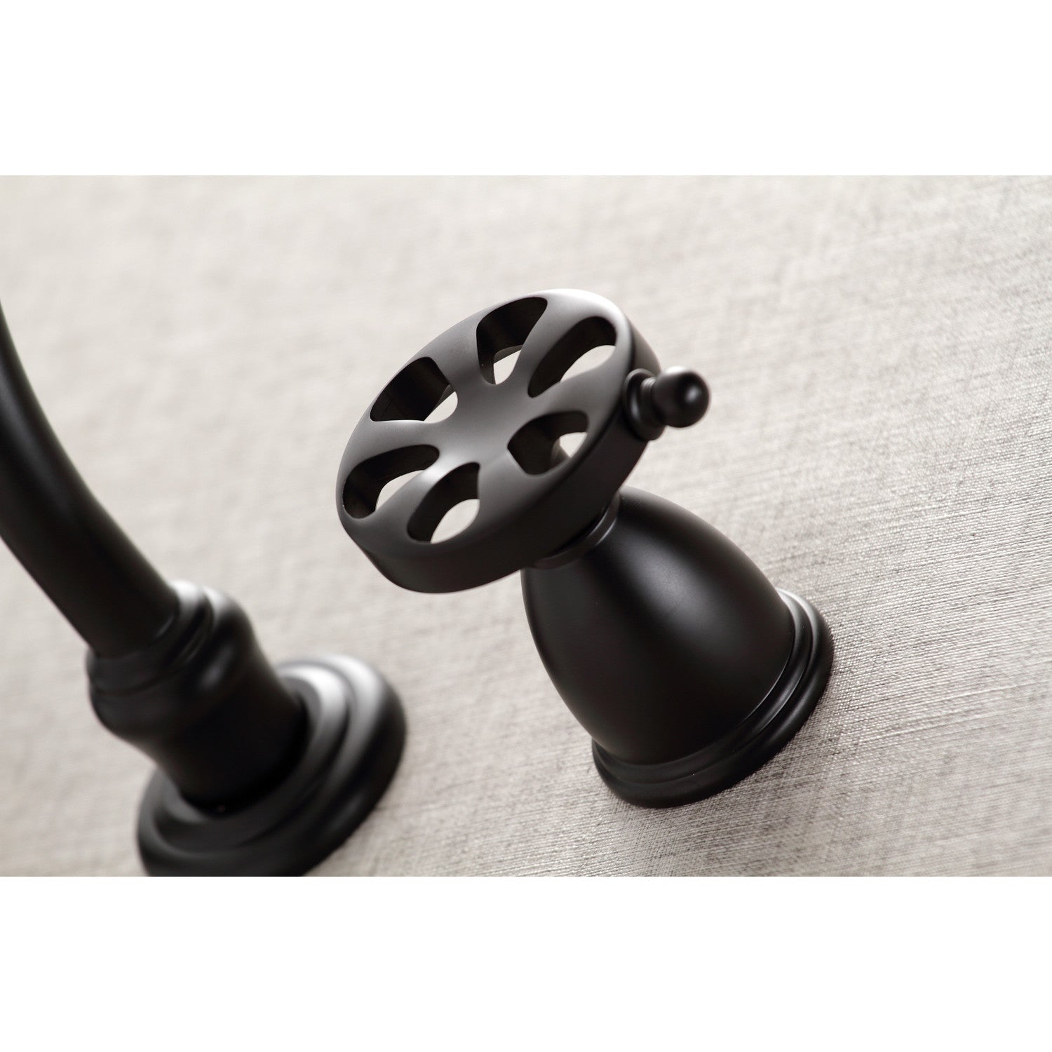 Kingston Tulare KS3120RX - Belknap Double-Handle 3-Hole Wall Mount Bathroom Faucet, Matte Black — thumbnail 2